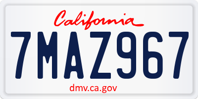 CA license plate 7MAZ967