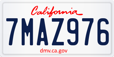 CA license plate 7MAZ976