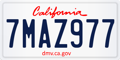 CA license plate 7MAZ977