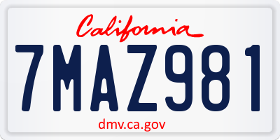 CA license plate 7MAZ981