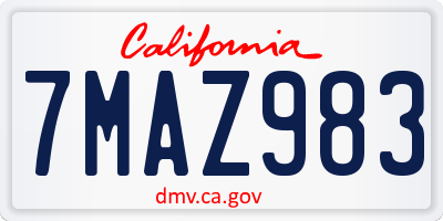 CA license plate 7MAZ983