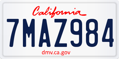 CA license plate 7MAZ984