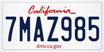 CA license plate 7MAZ985