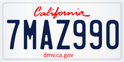 CA license plate 7MAZ990