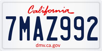 CA license plate 7MAZ992