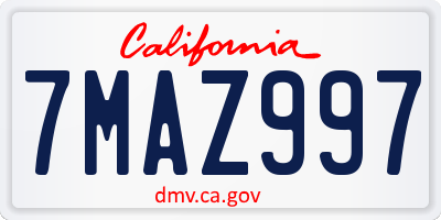 CA license plate 7MAZ997