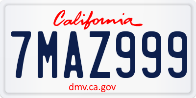 CA license plate 7MAZ999