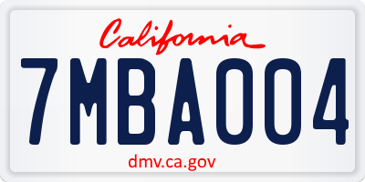 CA license plate 7MBA004