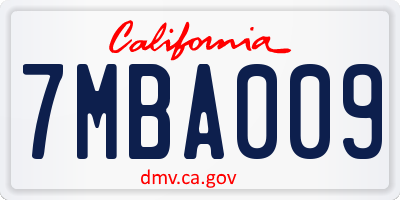 CA license plate 7MBA009