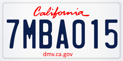 CA license plate 7MBA015