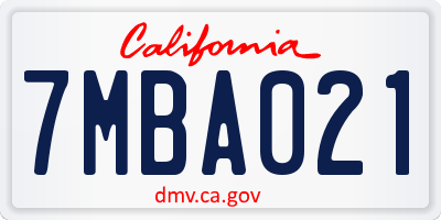 CA license plate 7MBA021