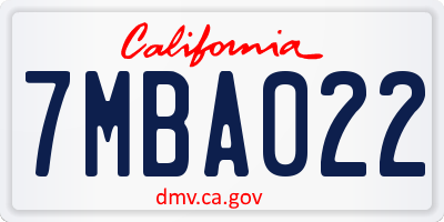 CA license plate 7MBA022