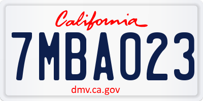 CA license plate 7MBA023