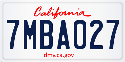 CA license plate 7MBA027