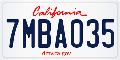 CA license plate 7MBA035