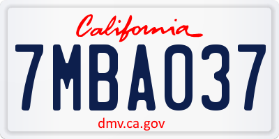 CA license plate 7MBA037