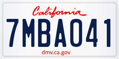 CA license plate 7MBA041