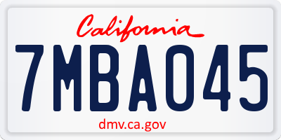 CA license plate 7MBA045