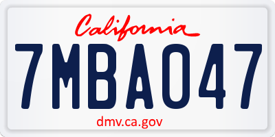 CA license plate 7MBA047