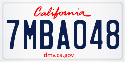 CA license plate 7MBA048