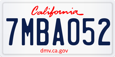 CA license plate 7MBA052