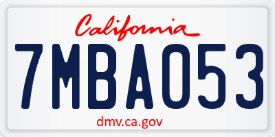CA license plate 7MBA053