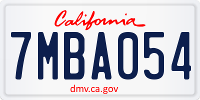 CA license plate 7MBA054