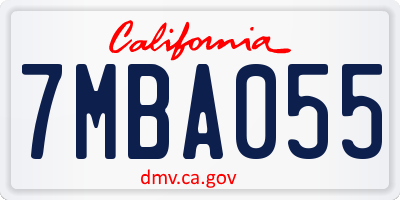 CA license plate 7MBA055