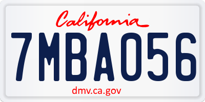 CA license plate 7MBA056