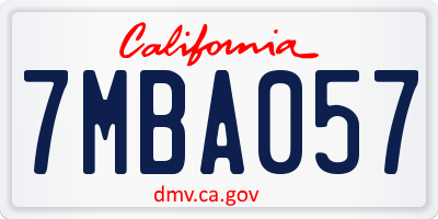 CA license plate 7MBA057