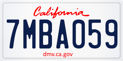 CA license plate 7MBA059