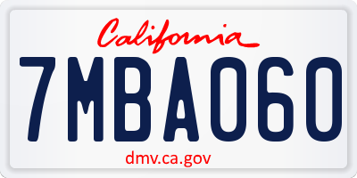CA license plate 7MBA060
