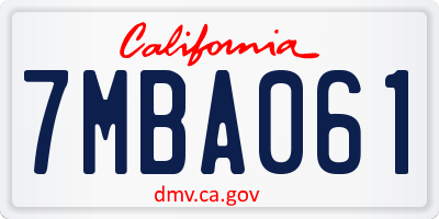 CA license plate 7MBA061