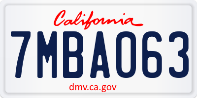 CA license plate 7MBA063