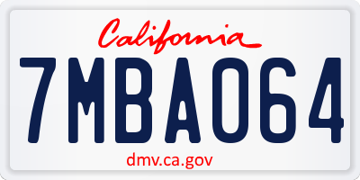 CA license plate 7MBA064