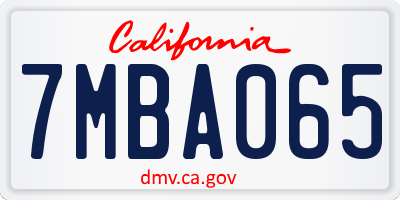 CA license plate 7MBA065
