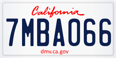 CA license plate 7MBA066