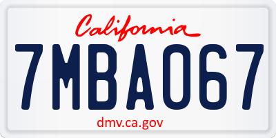 CA license plate 7MBA067