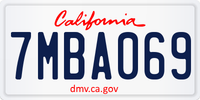 CA license plate 7MBA069
