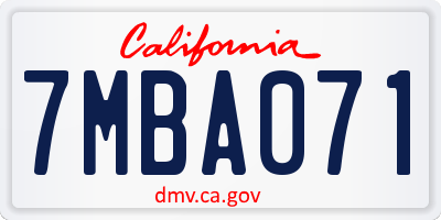 CA license plate 7MBA071