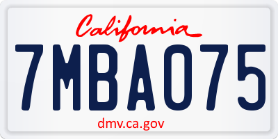 CA license plate 7MBA075