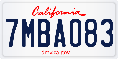 CA license plate 7MBA083