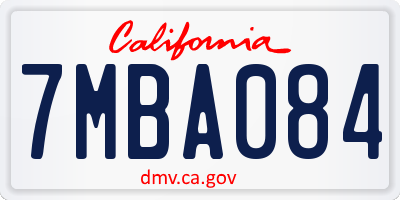 CA license plate 7MBA084