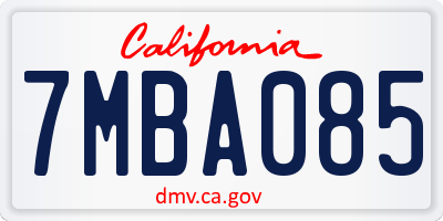 CA license plate 7MBA085