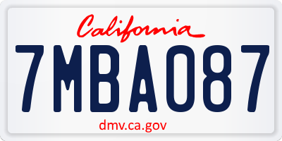 CA license plate 7MBA087