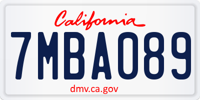 CA license plate 7MBA089