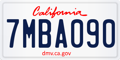CA license plate 7MBA090