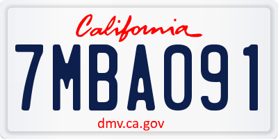 CA license plate 7MBA091