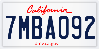 CA license plate 7MBA092