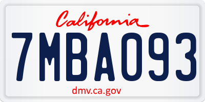 CA license plate 7MBA093